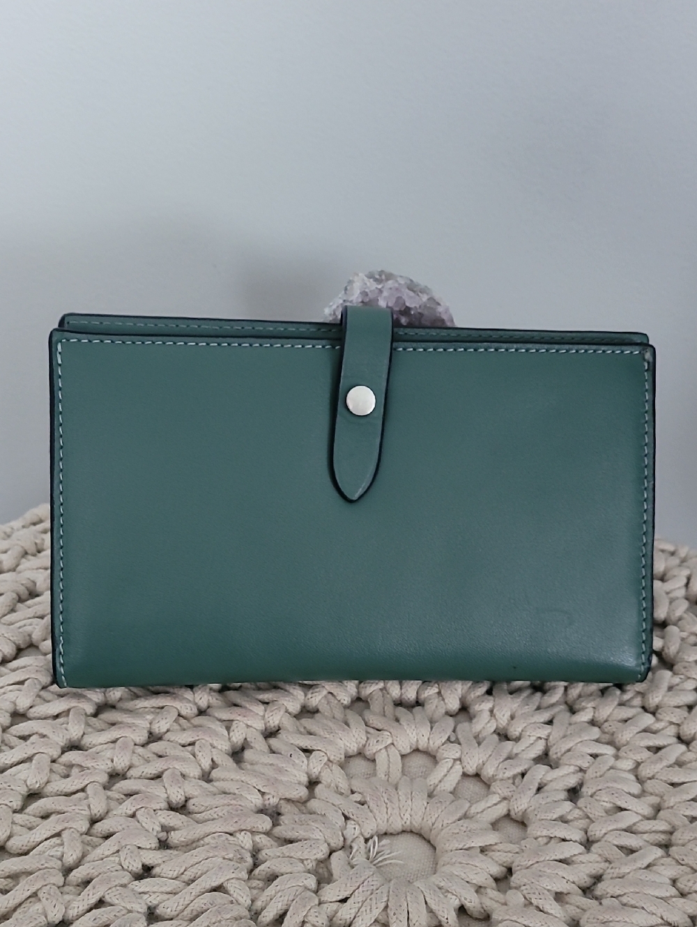 Green Leather Snap-Clasp Wallet - Women